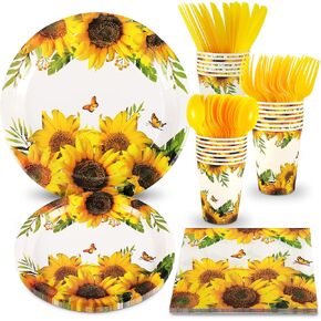 Sunflower Party Supplies Set, Sunflower Party Plates, Napkins and Cups Sets for Sunflower Themed Birthday Party Supplies, Baby Shower,Sunflower Parties Serves 20 in Saudi Arabia