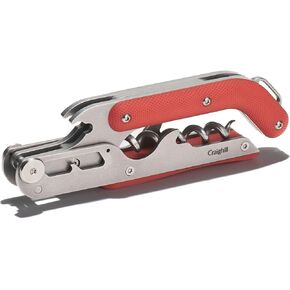 Craighill Best Wine Key - Sommelier Designed Stainless Steel Wine Opener with Corkscrew, Foil Cutter, and Crown Cap Bottle Opener, Heavy Duty - Matte Red