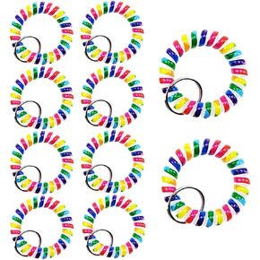 10 Pcs Wrist Coil Wrist Keychain, Colorful Stretch Key Chain for Office, Gym, Pool, ID Badge and Outdoor Activities Place