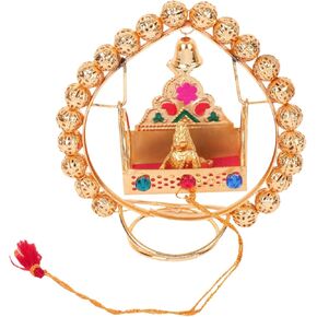 Itiha Golden Beads Balgopal Jhula Showpiece Lord Krishna Murti Statue/Indian Handicraft/Shri Krishna/Bal Gopal Showpiece