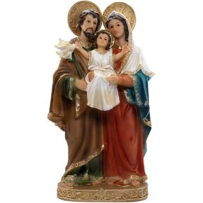 Holy Family Indoor Statue | Features Mary and Joseph Holding Child Jesus | Classic Christian Home Décor | Great Catholic Gift for Weddings and Housewarming (8" Tall)