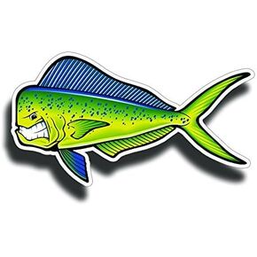 2 Pieces Mahi Mahi Sticker Decal, 5.5 inches - Salt Life Stickers, Dolphinfish, Fishing Boat Decals, Waterproof Vinyl Sticker, Car Bumper Stickers