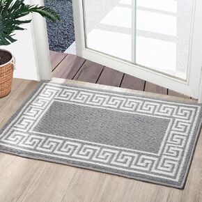 Syalife Door Mat Indoor Doormat, Non-Slip Resist Dirt Entryway Rug Entrance Mat, Dog Door Mat, Super Absorbent Welcome mat for Muddy Wet Shoes and Paws, 32"x40", Grey 01