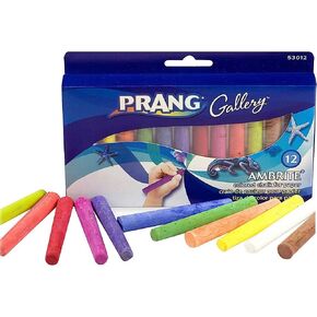 Prang Gallery Ambrite Paper Chalk, Colored Chalk for Use on Wet or Dry Paper, Tapered, Assorted Colors, (53012), Multicolored, 12 Count (Pack of 1)