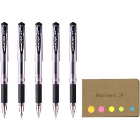 Signo Capped Gel Ink Pen, UM-153, Bold Point 1.0mm, Black Ink, 5-Pack, Sticky notes Value Set