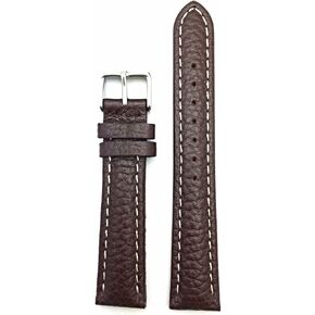 18mm Dark Brown Genuine Leather Watchband | Buffalo Shrunken Grain, Medium Padded Replacement Watchstrap with Creamy White Stitches that brings New Life to Any Watch (Mens Standard Length)
