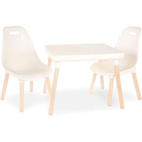 B. toys- B. spaces- Table and Chair Set- Furniture For Toddlers- 1 Craft Table & 2 Chairs- Natural Wooden Legs- Ivory- 3 years +