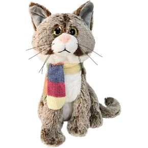 Cuddly Deluxe Cat Plush Toy, Soft Kitten Stuffed Animal Kitty Doll Toy Gifts for Kids Children’s Day, Birthday, Valentine, Christmas White and Brown –10 inch