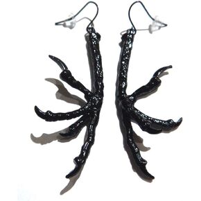 BLACK BIRD FOOT EARRINGS claw talon Raven Crow feet gothic morbid vegan painted metal