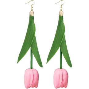 Tulip Earrings for Women Pearl Flower Earrings Large Tulip Dangle Earrings Dainty Tulip Stud Earrings Trendy Jewelry Gifts for Girls