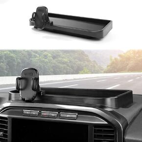 Dash Phone Holder with Storage Tray for Ford F150 2021+ Center Console Dash Phone Holder with Storage Tray Phone Mount for Ford F150 2021 2022 + Interior Accessories (Model B)