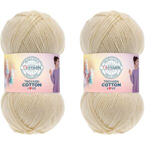 Cotton Love (2- Skeins Pack) 55% Cotton 45% Acrylic Yarn Cotton Yarn (2 x 3.52 Oz - 2 x 100 gr)/(2 x 360 Yard - 2 x 330 mt)(11360 - Black)