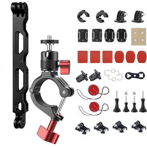 Riding Accesories for GoPro Motorcycle Handlebar Clamp Helmet Mount Extension Arm Kits for Hero 12 11 10 9 8 7 / Insta360 X4 X3 GO3 ONE RS/DJI Action Cameras