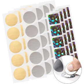 540 pcs Scratch Off Labels Stickers, CNYMANY 1-inch Circular Square Self-Adhesive Peel and Stick DIY Labels for Games Party Gift Postcard - Gold, Silver, Metallic Silver