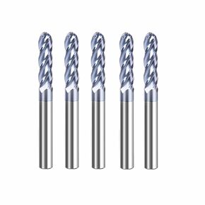 5Pcs Carbide Ball Nose CNC Router Bits 1/2" Cutting Diameter Milling Tool HRC45, 1/2" Shank UpCut Spiral End Mill (1/2 5pcs)