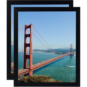 2 Pack 11x15 Picture Frame Black for Wall Hanging, 11 x 15 Frame Set of 2, Wall Gallery Photo Frame with Shatter Resistant Plexiglas, Black