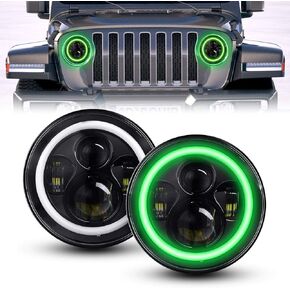 YEEGO DIRECT 7 Inch LED Headlights Red Halo Ring Angel Eyes Daytime Running Light DRL Turn Signal High/Low Beam for Wrangler 1997-2017 JK TJ LJ JW Headlight Kit (2 Pcs)