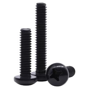#8-32 x 2 Pan Head Machine Screws Black, Phillips Drive, 304 Stainless Steel 18-8, Black Oxide Coated Finish, Corrosion Resistant Round Head Machine Screws, Full Thread, Coarse Thread, 50 PCS