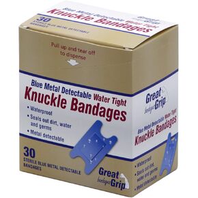 Medique Products 65238 Water Tight Bandage, Blue Metal Detectable Knuckle, 30-Count