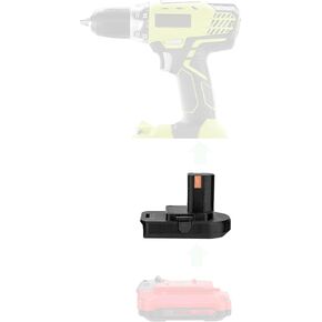1x Adapter for Ryobi 18v Cordless Tools Only Works On Craftsman V20 Lithium Batteries- Adapter Only, Black, V20-18RY