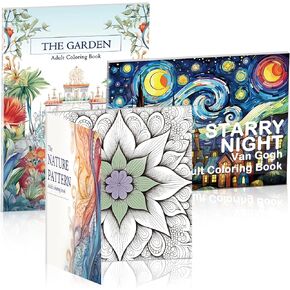 Adult Coloring Books Set 3 for Women Set of 3 Coloring Books Bulk for Adults to Relax and Relieve Anxiety 96 Pages The Garden & Starry Night & The Nature Pattern, Stress Relief Gifts for Your Lover