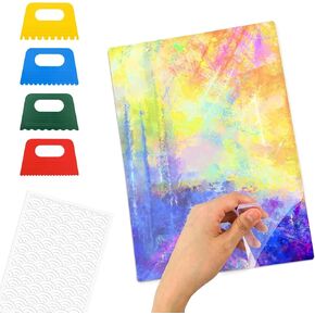 9 x12 Inch Large Gel Printing Plate Gel Painting Plate Monoprinting Gel Block for Stamping, Cardmaking Printmaking with Stencils, 4 Scrappers