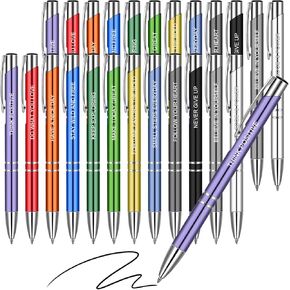24 Pcs Inspirational Pens Bulk Coated Metal Personalized Motivational Ballpoint Pens with Quote for Women Desk Encouraging Supplies, 12 Style