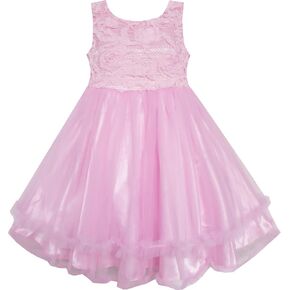 Sunny Fashion Girls Dress Shinning Sequins Beige Tulle Layers Wedding Pageant