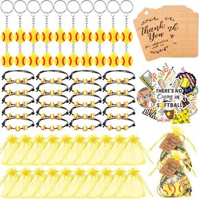 130 Pcs Bee Party Favors Including Bee Keychains Adjustable Bee Bracelets PVC Bee Print Stickers Thank You Kraft Tags Organza Bags for Birthday Summer Party Wedding School Reward