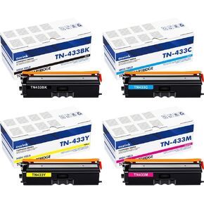 خراطيش حبر TN433 TN-433 4 عبوات: عالية الإنتاجية TN431 TN-431 433 متوافقة مع Brother TN-433BK MFC-L8900Cdw HL-L8260CDW HL-L8360CDW MFC-L8610CDW in Kuwait