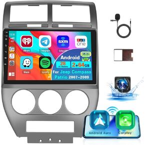 Roinvou [2G+32G] Android 13 Car Stereo for Jeep Compass Patriot 2007-2009 with Wireless Carplay Android Auto, 10.1" Touch Screen Car Radio Support GPS/WiFi/Bluetooth/26UI/Voice Control/SWC in Saudi Arabia