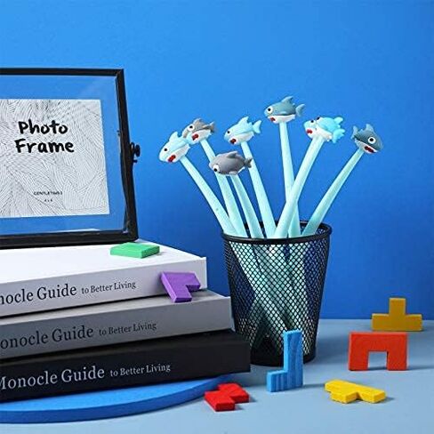 Shark Head Gel Ink Pen 8 Pieces Shark Shaped Pens 4 Colors 0.5 mm Kawaii Stationery Shark Gel Ink Pen Cartoon Cute Animal Pen for Students Ocean Themed Party and School Supplies Gifts in Saudi Arabia