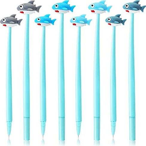 Shark Head Gel Ink Pen 8 Pieces Shark Shaped Pens 4 Colors 0.5 mm Kawaii Stationery Shark Gel Ink Pen Cartoon Cute Animal Pen for Students Ocean Themed Party and School Supplies Gifts in Saudi Arabia