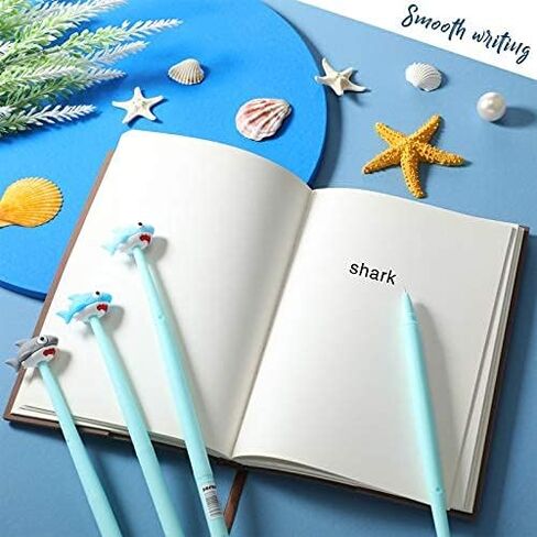 Shark Head Gel Ink Pen 8 Pieces Shark Shaped Pens 4 Colors 0.5 mm Kawaii Stationery Shark Gel Ink Pen Cartoon Cute Animal Pen for Students Ocean Themed Party and School Supplies Gifts in Saudi Arabia