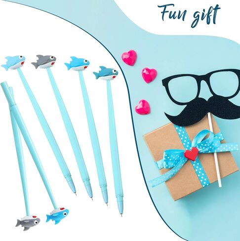 Shark Head Gel Ink Pen 8 Pieces Shark Shaped Pens 4 Colors 0.5 mm Kawaii Stationery Shark Gel Ink Pen Cartoon Cute Animal Pen for Students Ocean Themed Party and School Supplies Gifts in Saudi Arabia