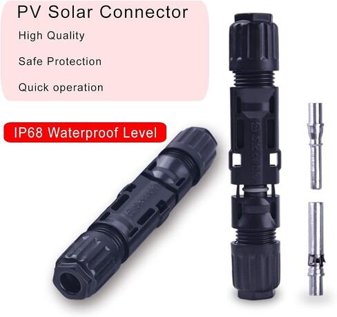 Solar Panel Connector 1500V IP68 Waterproof 70A PV Plug Tinned Copper Pins 5 Pairs (6mm2 (10AWg)) in Saudi Arabia