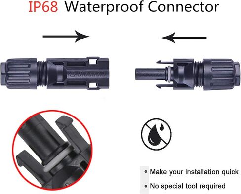 Solar Panel Connector 1500V IP68 Waterproof 70A PV Plug Tinned Copper Pins 5 Pairs (6mm2 (10AWg)) in Saudi Arabia