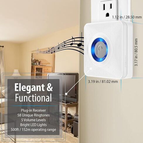 Fosmon WaveLink Wireless Door Chime Add On Receiver, No Sensor, White in Kuwait
