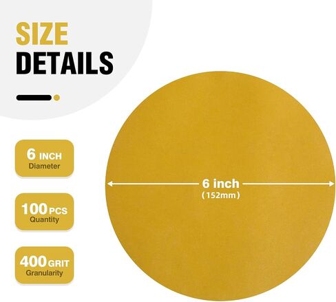 100 PCS 6 Inch PSA Sanding Discs 400 Grit Adhesive Backed Sandpaper Roll Sticky-Back Sandpaper for DA Sander Self Stick Aluminum Oxide Round Automotive Sandpaper with Sticky Back in Saudi Arabia