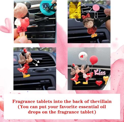 مشابك معطرات هواء للسيارة للأزواج اللطيفة، مشبك عطر جميل للأولاد والبنات، موزع روائح الزيوت العطرية للنساء، ديكور داخلي جمالي in Kuwait
