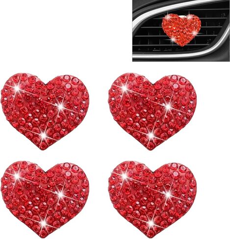 مشابك تنفيس الهواء على شكل قلب من Bling Heart، 4 قطع على شكل قلب لمنفذ تكييف هواء السيارة، مشبك كريستالي لامع معطر هواء للسيارة، إكسسوارات ديكور داخلية للسيارة (أزرق داكن (4 قطع)) in Saudi Arabia