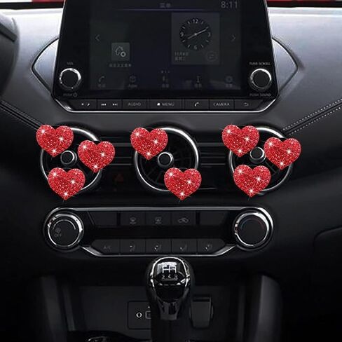 مشابك تنفيس الهواء على شكل قلب من Bling Heart، 4 قطع على شكل قلب لمنفذ تكييف هواء السيارة، مشبك كريستالي لامع معطر هواء للسيارة، إكسسوارات ديكور داخلية للسيارة (أزرق داكن (4 قطع)) in Saudi Arabia