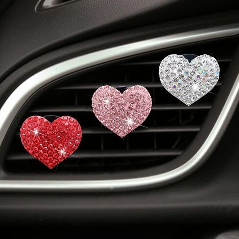مشابك تنفيس الهواء على شكل قلب من Bling Heart، 4 قطع على شكل قلب لمنفذ تكييف هواء السيارة، مشبك كريستالي لامع معطر هواء للسيارة، إكسسوارات ديكور داخلية للسيارة (أزرق داكن (4 قطع)) in Saudi Arabia