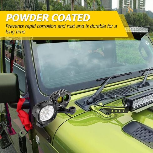 دعامات تثبيت مزدوجة على شكل حرف A من AUXMART، دعامات تثبيت لمصابيح العمل LED على الزجاج الأمامي لشريط إضاءة الطرق الوعرة بشكل منفصل متوافق مع 2018-2022 Jeep Wrangler JL/JLU وGladiator JT قطعتان/مجموعة in Kuwait