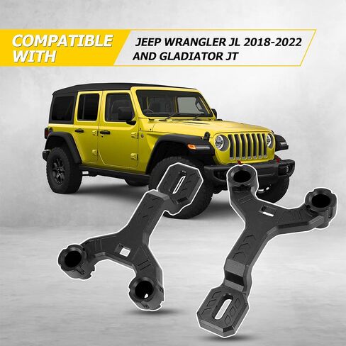 دعامات تثبيت مزدوجة على شكل حرف A من AUXMART، دعامات تثبيت لمصابيح العمل LED على الزجاج الأمامي لشريط إضاءة الطرق الوعرة بشكل منفصل متوافق مع 2018-2022 Jeep Wrangler JL/JLU وGladiator JT قطعتان/مجموعة in Kuwait