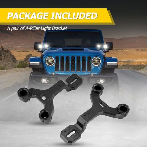 دعامات تثبيت مزدوجة على شكل حرف A من AUXMART، دعامات تثبيت لمصابيح العمل LED على الزجاج الأمامي لشريط إضاءة الطرق الوعرة بشكل منفصل متوافق مع 2018-2022 Jeep Wrangler JL/JLU وGladiator JT قطعتان/مجموعة in Kuwait