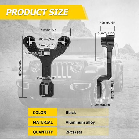 دعامات تثبيت مزدوجة على شكل حرف A من AUXMART، دعامات تثبيت لمصابيح العمل LED على الزجاج الأمامي لشريط إضاءة الطرق الوعرة بشكل منفصل متوافق مع 2018-2022 Jeep Wrangler JL/JLU وGladiator JT قطعتان/مجموعة in Kuwait