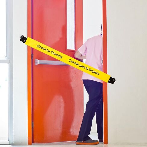 4 Pcs Closed for Cleaning Sign with Magnetic Ends Nylon Bathroom Restroom Signs Do Not Enter Magnetic Signs with 8 Suction Cup Hanger Banner for Door (Spanish and English) in Saudi Arabia