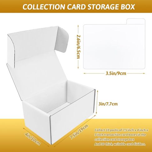 10 مجموعات من صناديق تخزين بطاقات التداول مع فواصل، 400 قطعة من صناديق تخزين البطاقات من الورق المقوى، صندوق تخزين بطاقات البيسبول، صندوق تخزين بطاقات التحميل العلوي لمجموعة تخزين البطاقات الرياضية، 7.5 بوصة in Kuwait