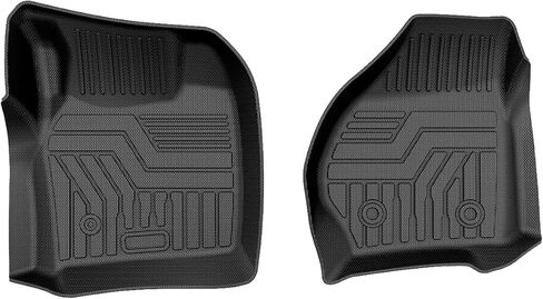 سجادات أرضية أمامية لـ 1999-2007 Ford F-250 / F-350 / F-450 / F-550 Super Duty (جميع الموديلات) / 2000-2005 ملحقات الرحلات، بطانات أرضية مناسبة لجميع الأحوال الجوية، مجموعة الصف الأول باللون الأسود in Kuwait